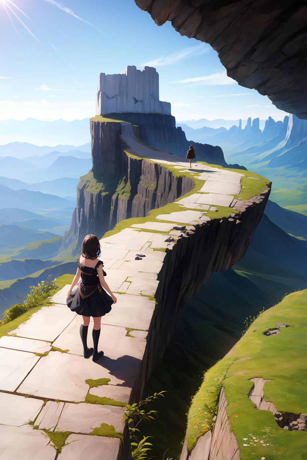 prompthunt: watching the stars while sitting on the edge of a cliff, anime  key visual, studio ghibli, colorful